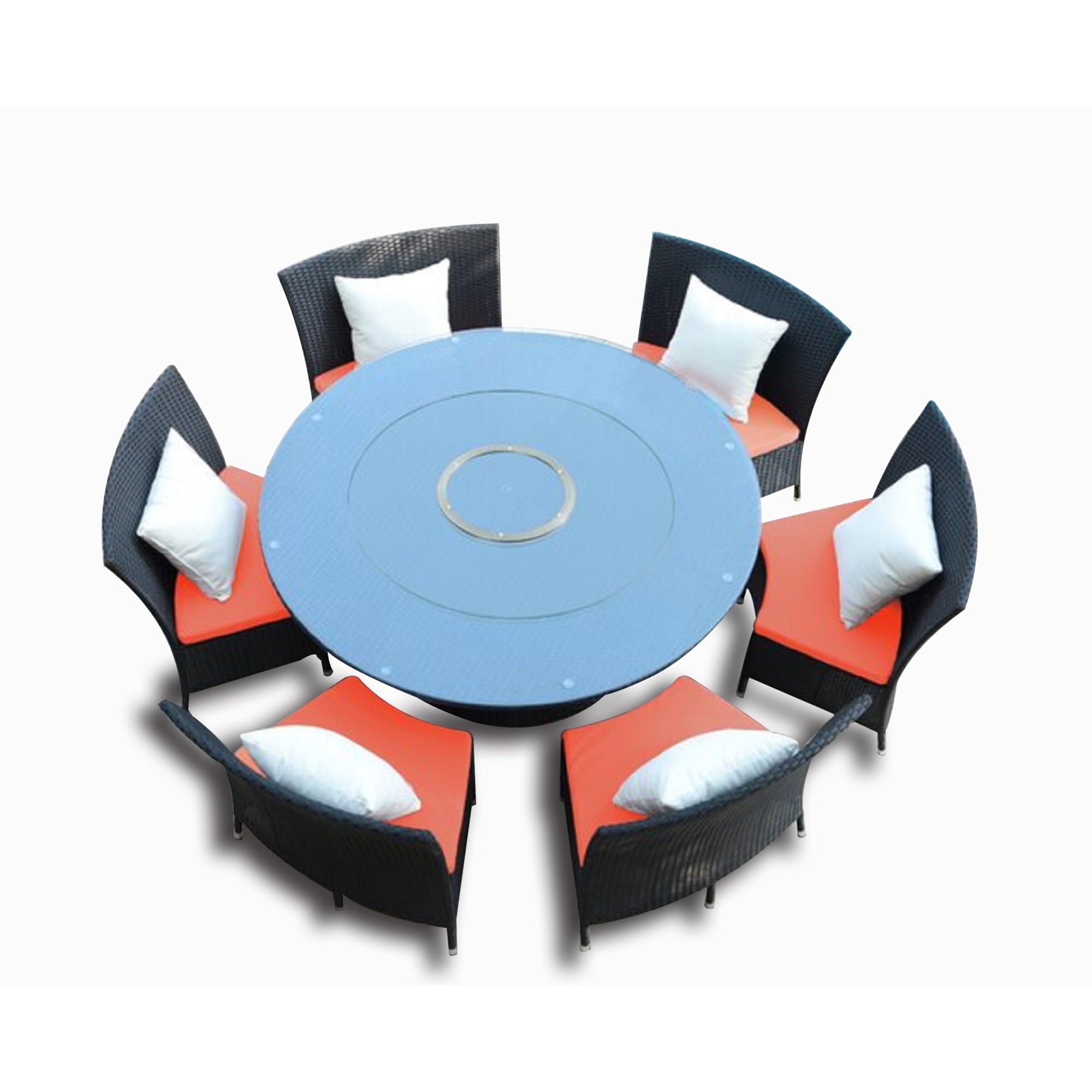 Manhattan Comfort, Nightingdale Black 7Pc Outdoor Dining Set Orange, Pieces (qty.) 7 Primary Color Orange, Seating Capacity 6 Model# OD-DS001